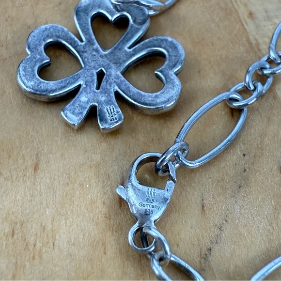 James Avery 925 Sterling Necklace Heart 3 Leaf Clover Shamrock Charm Pendant 16” - Picture 7 of 11